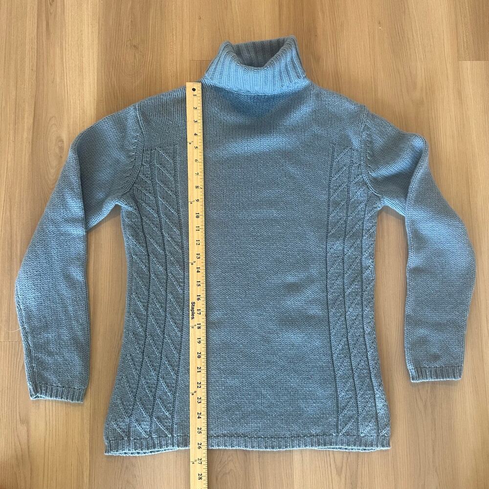 Sarah Spencer Vintage Lambswool Cowl Neck Sweater Blue Medium Chunky Knit Warm - Picture 6 of 8